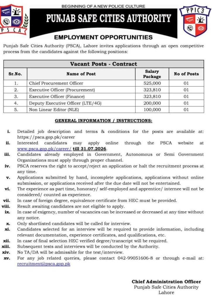 PSCA Jobs 2026