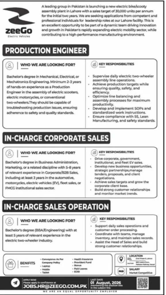 zeeGo Electric Vehicles Jobs 2026
