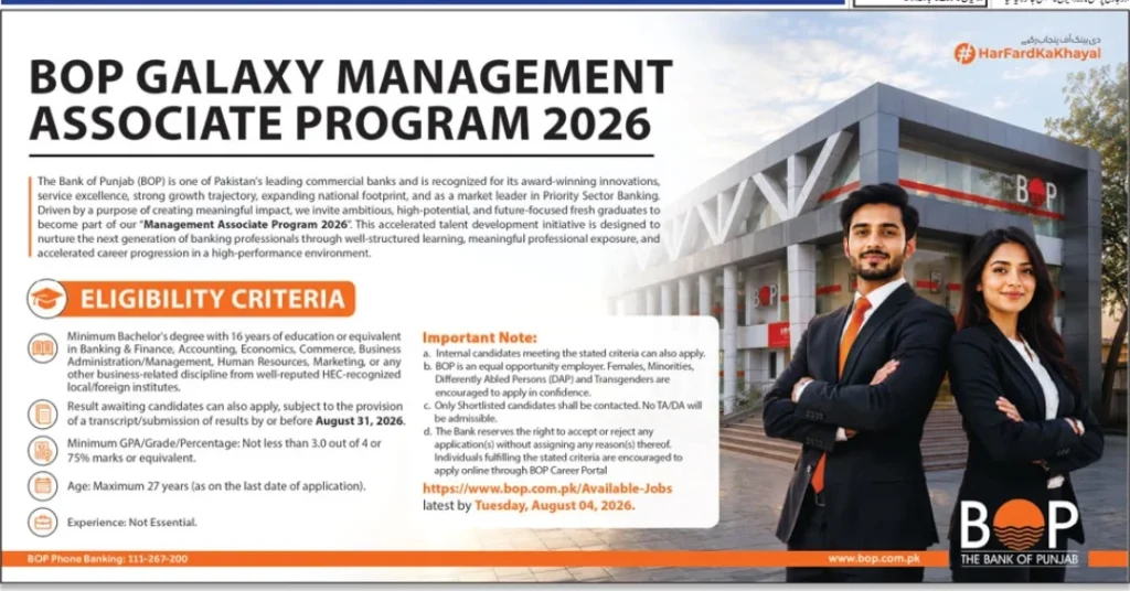 BOP Jobs 2026 for Galaxy Management Associate Program