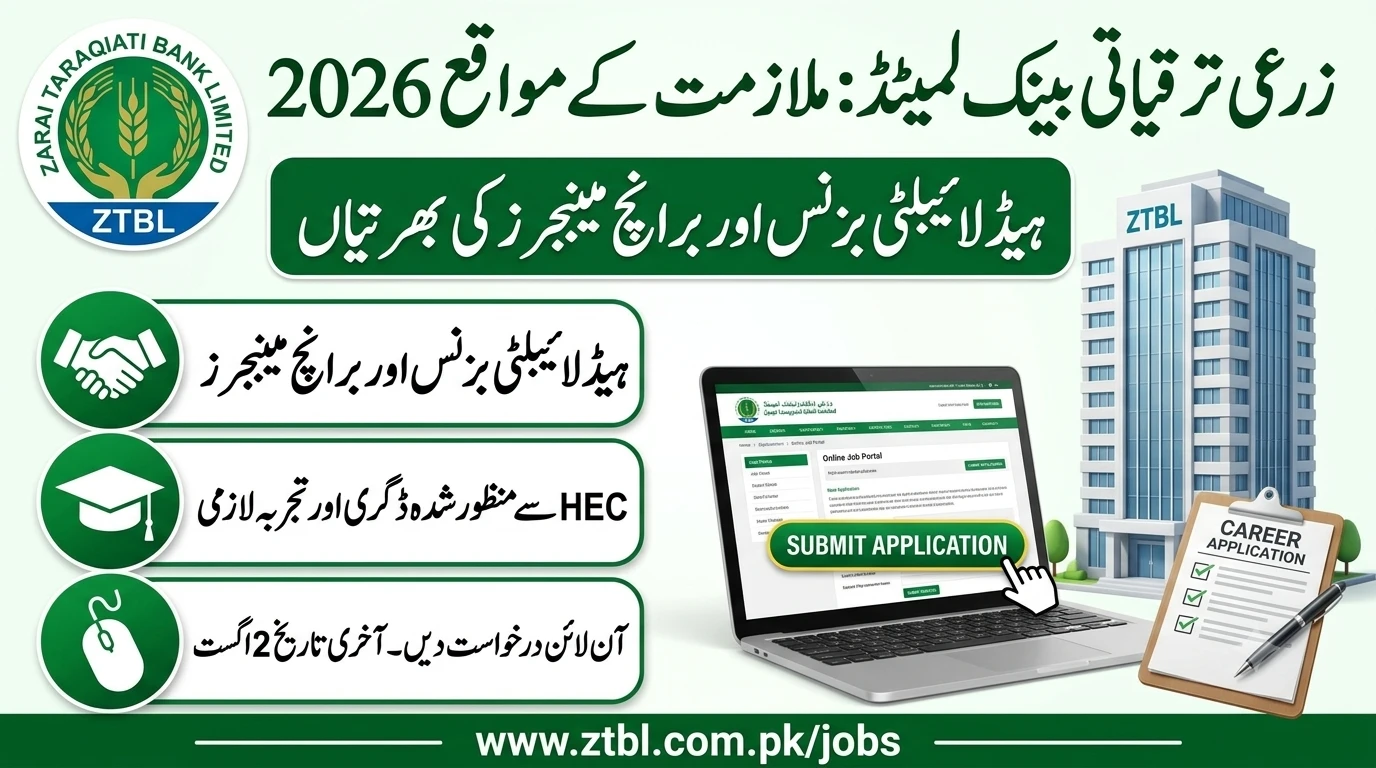 ZTBL Jobs 2026 for Branch Managers and Head Liability Business
