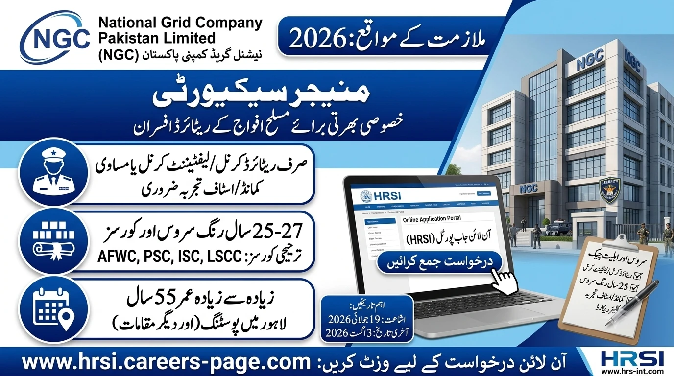 NGC Manager Security Jobs 2026 at National Grid Company Pakistan Limited