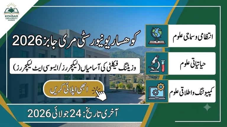 Kohsar University Murree Jobs 2026 for Visiting Lecturers