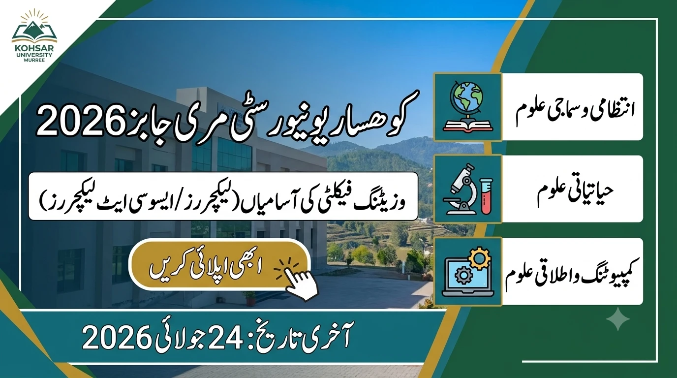 Kohsar University Murree Jobs 2026 for Visiting Lecturers
