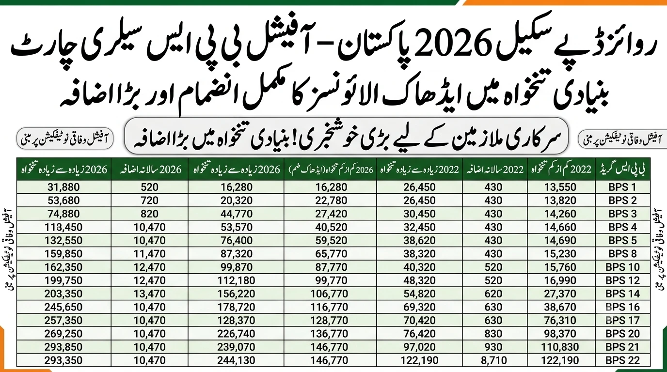 Revised Pay Scales 2026 Pakistan – Official BPS Salary Chart