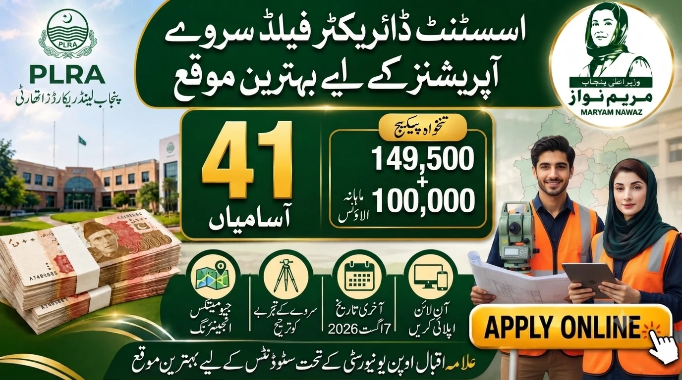 PLRA Jobs 2026 for Assistant Director Field Survey Operations