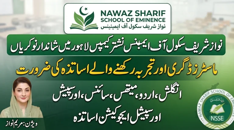 Nawaz Sharif School of Eminence Jobs 2026 for Teachers in Lahore