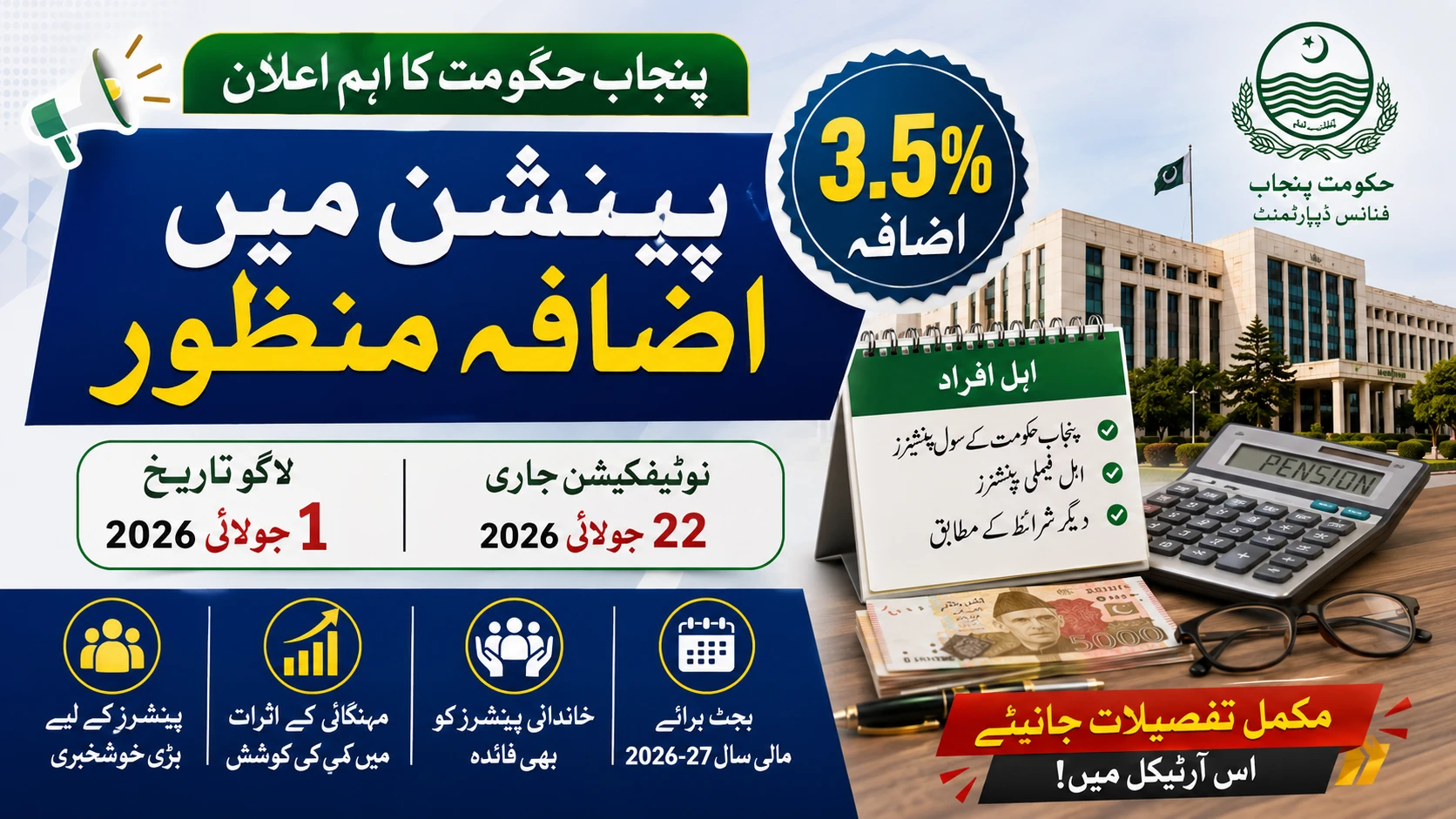 Grant of Increase in Pension to Civil Pensioners of the Government of the Punjab 2026