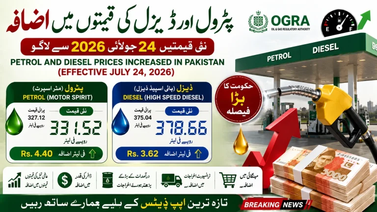 Petrol and Diesel Prices Increased in Pakistan (Effective July 24, 2026)